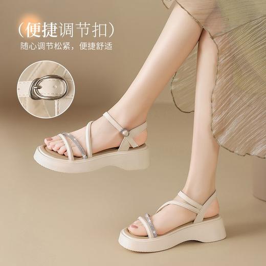 ZHR则则厚底凉鞋4.5CM外穿坡跟凉鞋2025新款百搭沙滩凉鞋罗马凉鞋 商品图3