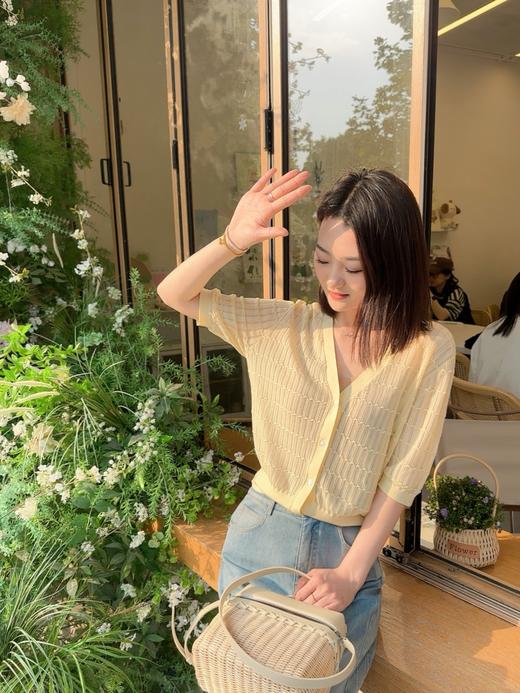 火桐hooton 普罗旺斯的夏天 莱赛尔桑蚕丝V领短袖开衫G467 商品图8