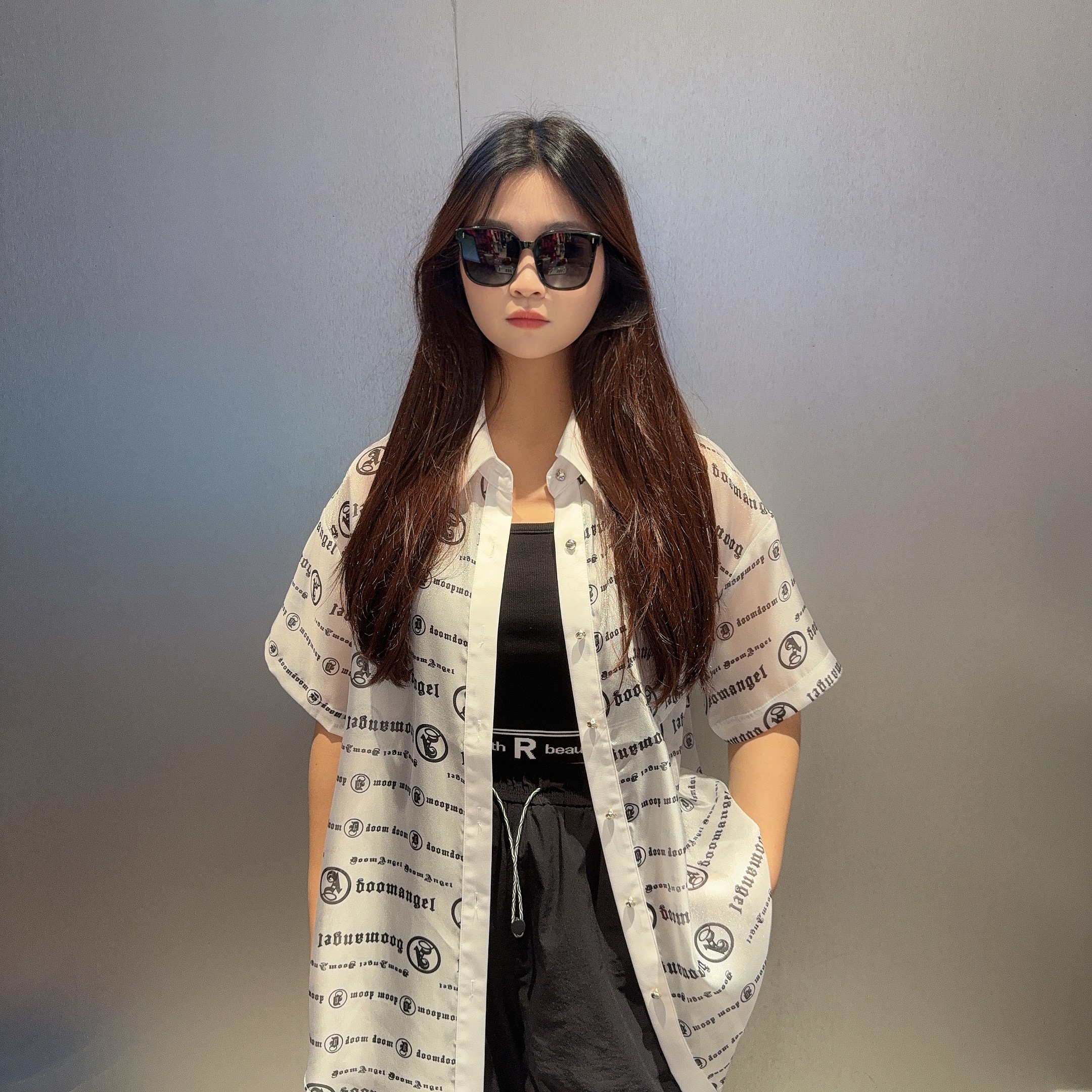 NC字母花纹翻领短袖衬衫50419（白）夏季152550050321