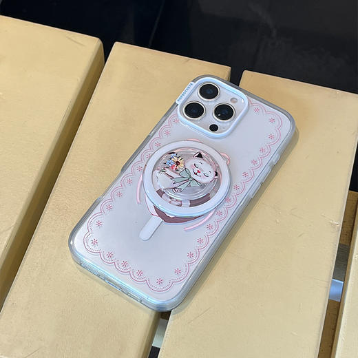【甜】花束小猫 POPGRIP泡泡骚手机粘贴式气囊支架 Graphic平面系列 白色 小猫 植物花卉 商品图1