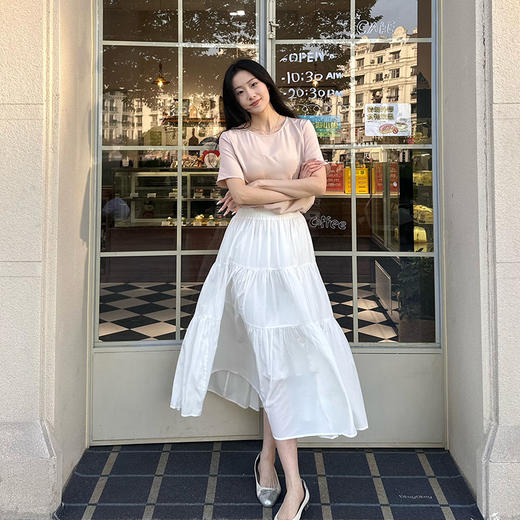 火桐hooton 云卷云舒 天丝亚麻松紧腰半裙20308373+20308370 商品图3