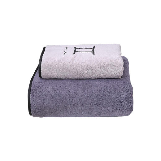 【毛巾+浴巾】珊瑚绒星座毛巾浴巾速干吸水男女洗澡柔软情侣套巾 商品图4