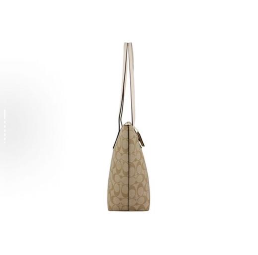 COACH Zip Top Tote 30  白色配棕色老花 商品图3