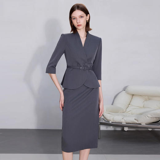 IWY/高级感灰色西装套装职场两件套新款七分袖工作服正装裙CS2252 商品图2