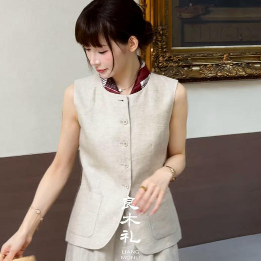 【预售7天】良木礼亚麻无袖套装（043535-618） 商品图4