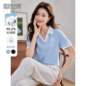 【专属特价】熙世界撞色休闲短袖POLO衫2025夏季新款时尚休闲学院风正肩T恤上衣