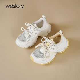 Westory2025夏季新款增高超轻系带网面老爹鞋夏季新款高级圆头老爹鞋W25CM75501