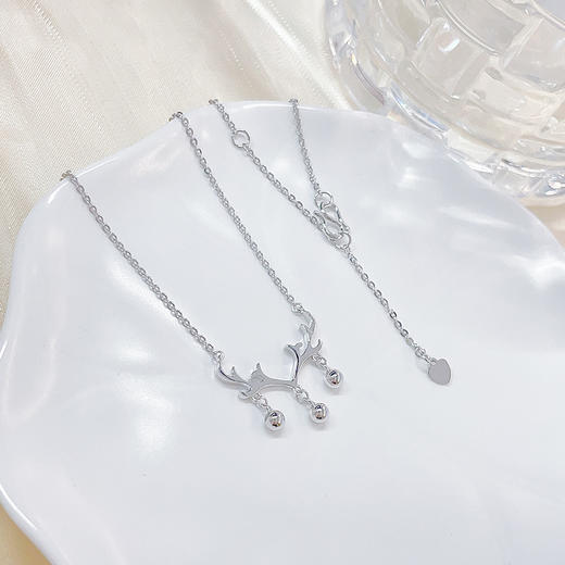 【限时8.8折】【线上铂金馆】PT950 铂金实心可调节流苏铃铛圣诞麋鹿角套链(PTTL00177)预售产品下单后不退款不退货不换货不补差价) 商品图1