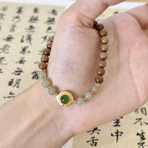 【敦煌碧檀·和田玉老山檀手串】敦煌福泽小众和田玉手串 老山檀手链新中式国风木质珠子文玩 商品图1