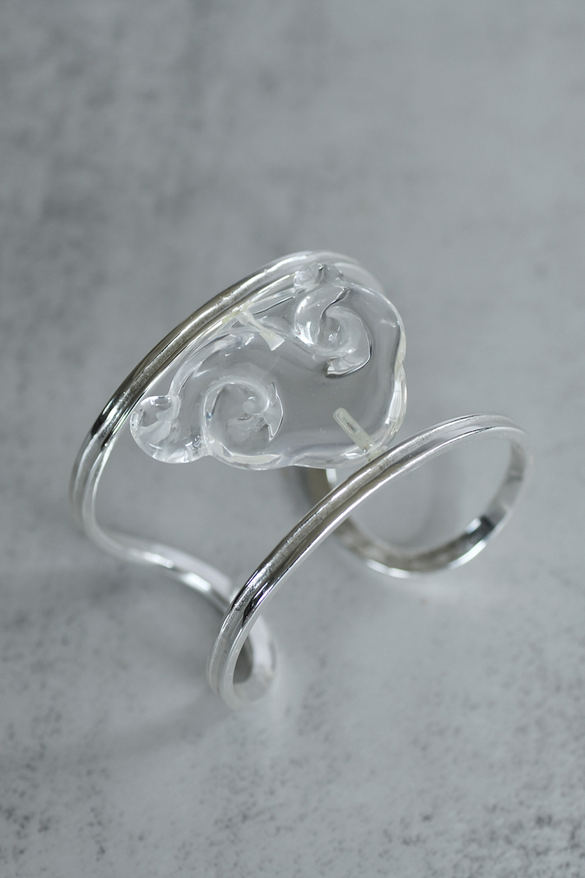 白水晶祥云纯银手镯