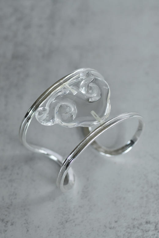 白水晶祥云纯银手镯 商品图0