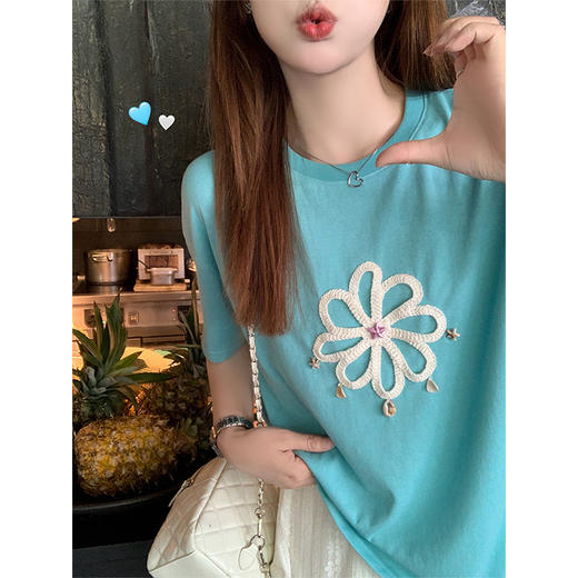 <曾小咸推荐>韩系小清新宽松休闲短袖T恤 商品图3