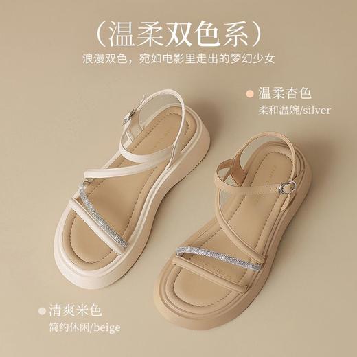 ZHR则则厚底凉鞋4.5CM外穿坡跟凉鞋2025新款百搭沙滩凉鞋罗马凉鞋 商品图4