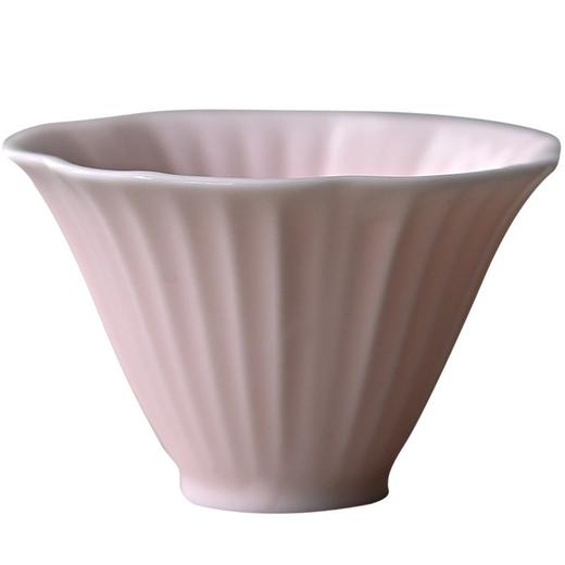 「景德镇玉泥樱粉釉花口喇叭杯」小号陶瓷家用白瓷高温颜色釉品茗杯 商品图4