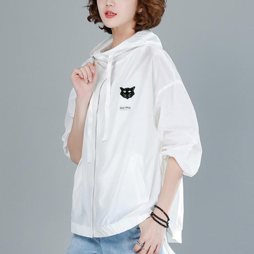 丁摩 轻薄单层连帽防晒衣女夏季开衫新款宽松遮肚防晒服空调衫5ZF-1929 商品图0