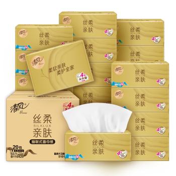 清风【李昀锐同款】抽纸 丝柔4层110抽20包M码 卫生纸巾 新老包装交替 /家庭清洁/纸品 /清洁纸品 /抽纸 商品图4