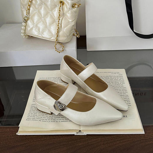 纪念日百货法式软皮复古一字带气质单鞋（LH)（LD）163044972 商品图3