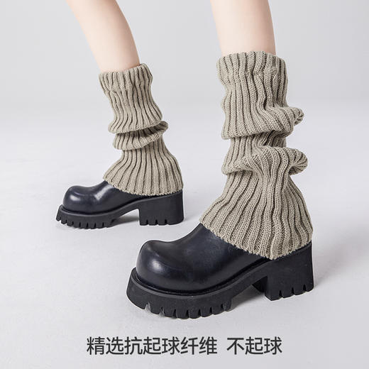 左分之右春秋款纯色显瘦针织袜套10A抗菌腿套日系原宿风堆堆袜 商品图3