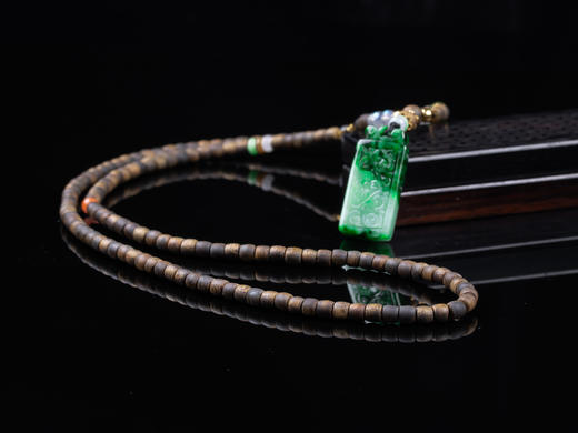 XY0359沉香+翡翠仿古祥纹无事牌挂件 商品图4