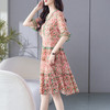 丁摩 粉色碎花真丝连衣裙桑蚕丝裙子女夏女装新款5ZF-69513 商品缩略图1