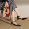 【预售5天】头层牛漆皮新款法式复古方头粗跟玛丽珍鞋女中空包头凉鞋ZF&25045 商品缩略图4