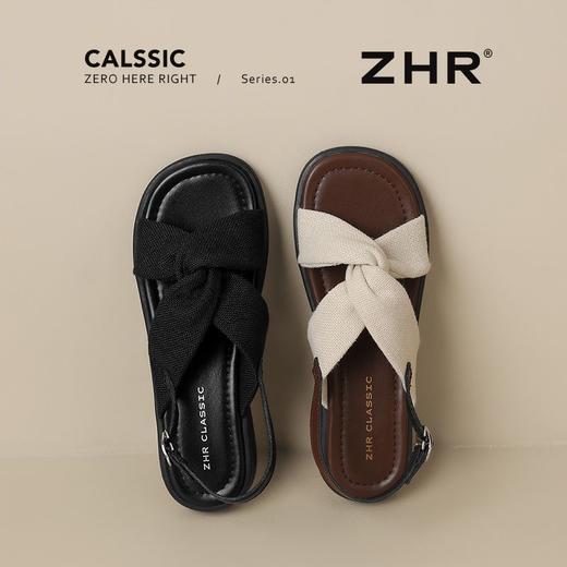 ZHR则则轻便平底凉鞋女2025夏季新款宽脚爆款拖鞋交叉带沙滩女鞋 商品图6