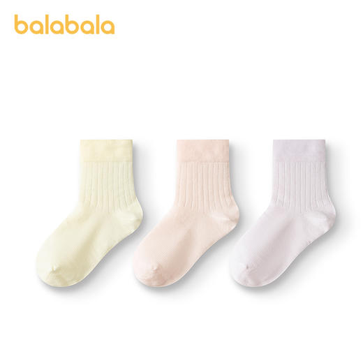 巴拉巴拉女童袜子秋新品儿童中筒婴童袜不勒脚三双装 商品图4
