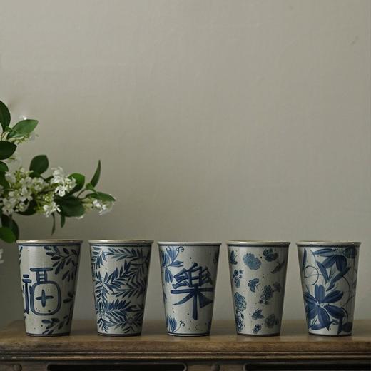 「景德镇釉下青花福乐超大号老陶泥粗陶可乐杯」花茶杯 五款可选单杯 商品图1