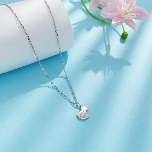 【限时8.8折】【线上铂金馆】PT950 #招财纳福 铂金实心调节福禄双至福字鱼鳞葫芦套链(PTTL00194)预售产品下单后不退款不退货不换货不补差价) 商品图1