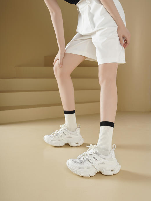 Westory2025夏季新款增高超轻系带网面老爹鞋夏季新款高级圆头老爹鞋W25CM75501 商品图5