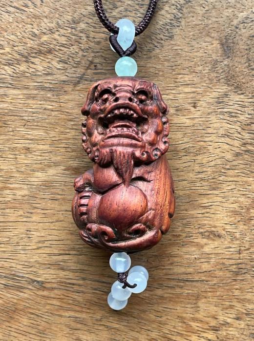 黄花梨木雕绣球瑞狮吊坠，顺丰包邮 商品图6