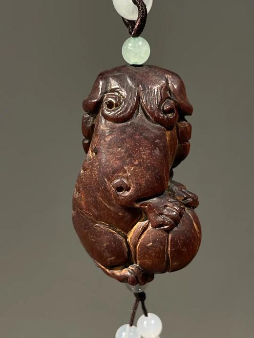 黄花梨木雕绣球瑞狮吊坠，顺丰包邮 商品图3