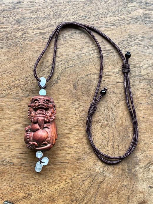 黄花梨木雕绣球瑞狮吊坠，顺丰包邮 商品图5