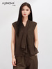 【灵动透气】阿菁娜醋酸不对称V领无袖个性结构上衣F30X202021 商品缩略图1
