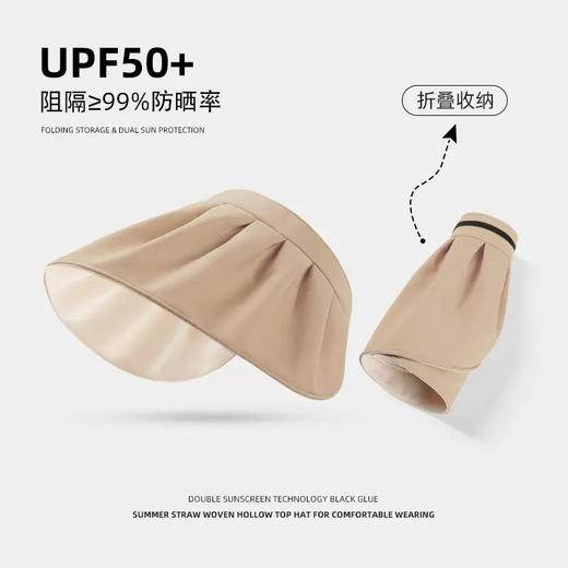 路悠悠防晒遮阳UV女款可卷边折叠贝壳帽C-042-卡其 商品图0