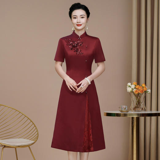 HYX-25-265新款女高级感喜婆婆旗袍婚礼国潮婚宴装结婚喜服气质 商品图0