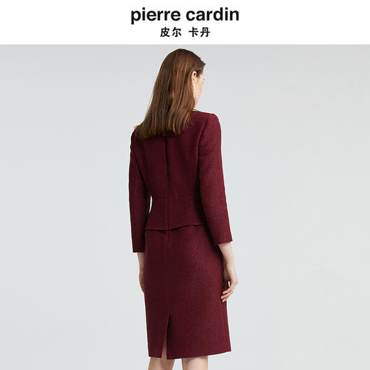 [皮尔卡丹女装]连衣裙夏季红色短袖蓝色印花法式复古裙 商品图2