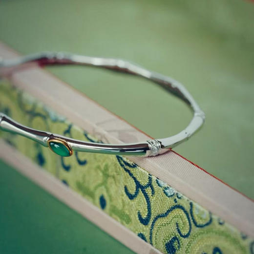 龢盒原创 青竹翡翠银手镯 商品图1