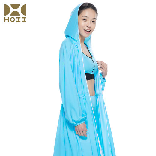 HOII/后益 长版连帽造型拉链外套-蓝色 商品图0