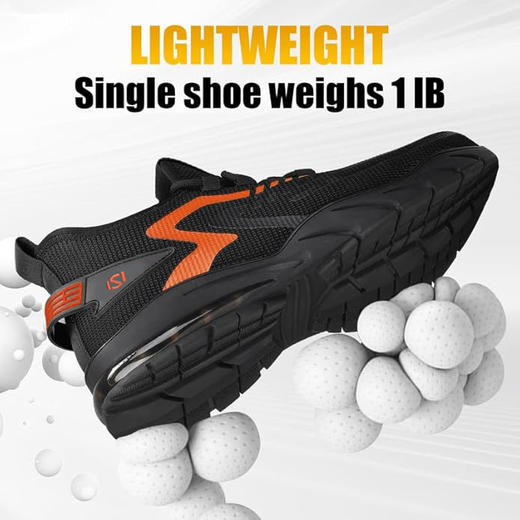 劳保鞋男女同款防砸防刺轻便夏季透气带钢板耐磨工地鞋 商品图7