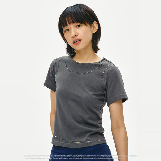 CryingCenter 彩线雪花纱正肩修身短袖tee 哭喊中心 商品图2