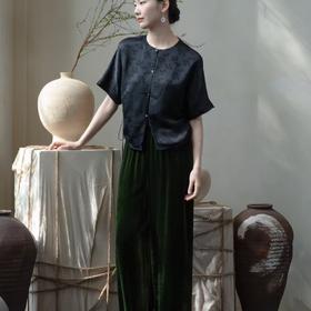 【à perles】极简真丝丝绒长裤