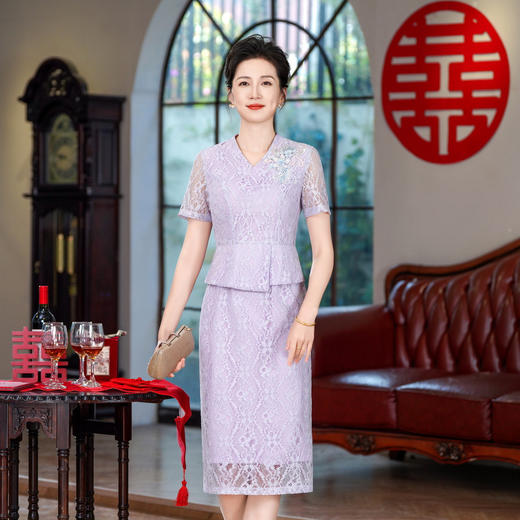 HYX-25-270夏季新款女高级感旗袍裙婚礼国潮婚宴装气质短袖改良年轻款 商品图0