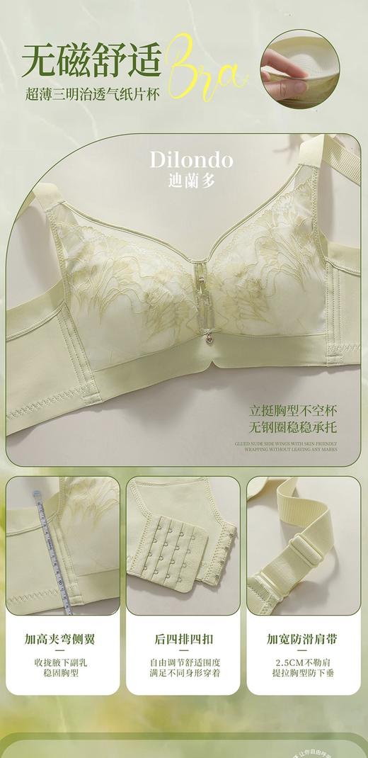 迪兰多夏季新款丰满薄杯舒适无钢圈无磁内衣三明治纸片杯收副乳调整型文胸2118454 商品图4