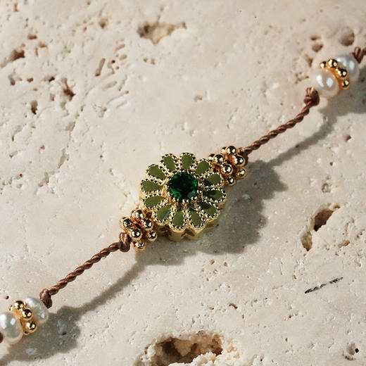 订购8周到｜Tityaravy-MalaSai-花朵 珍珠 透辉石 珐琅 手链［法国设计师］ 商品图2