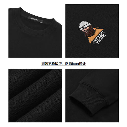 gxg.jeans男装春秋季热卖多色加绒圆领卫衣J24D313003 商品图3