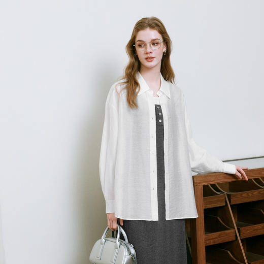 【商场同款】诗凡黎莱赛尔白衬衫2025夏新款小清新上衣3G4220271 商品图4