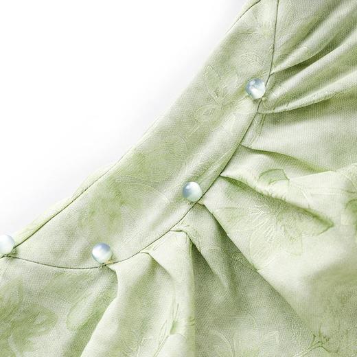 「高货wl」全新升级【铂金会员293/天猫399/差价106】(94832)洛诗琳绿叶提花新中式连衣裙2025夏季收腰显瘦国风旗袍裙wl 商品图2