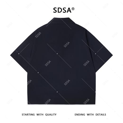 23727夏季高级感新款男士美式纽扣翻领拼接短袖衬衫时尚休闲宽松上衣 商品图5