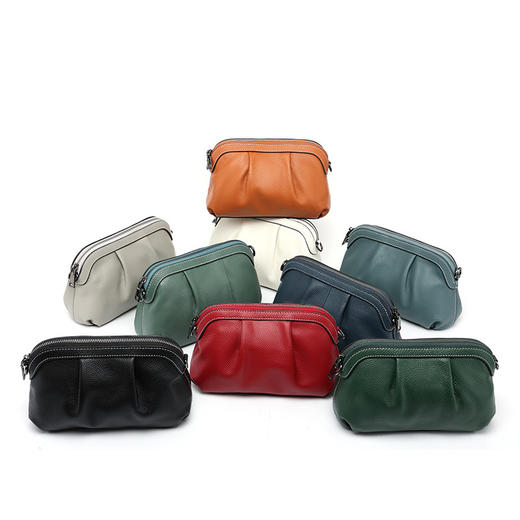 【预售3天】2025新款简约休闲单肩包时尚软皮褶皱斜挎包手机包ZH290 商品图1